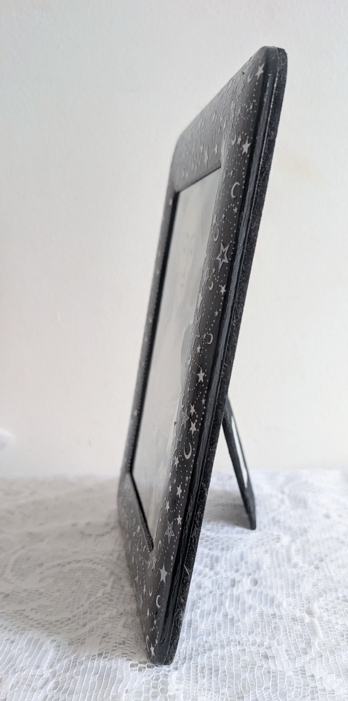 5 x7" Picture Frame Black with White Celestial Moon & Stars Design - Portrait Freestanding Home Decor