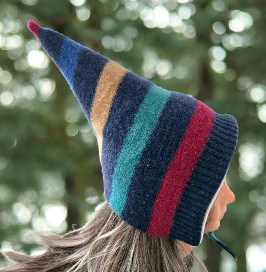 Lambs Wool Woodland Pixie Hat Child Bonnet Fleece Lined Whimsical Fairy Girl 6 - 10 Yrs Winter Autumn HT47 - Oh My Gothness