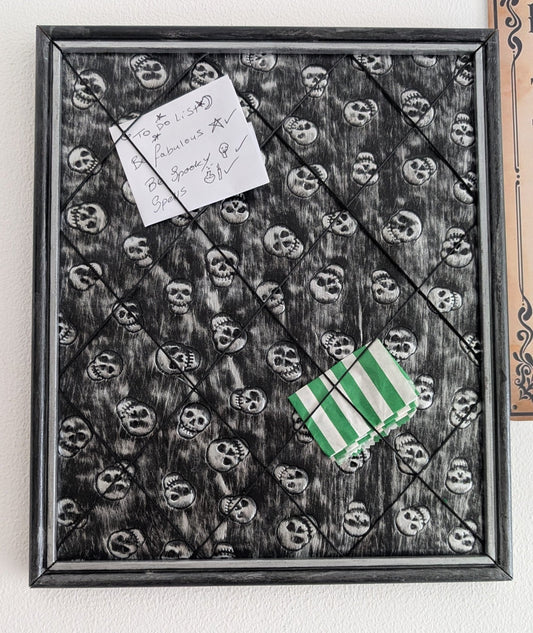Memo pin board Black Silver Skulls. Gothic Horror Home Decor - Oh My Gothness