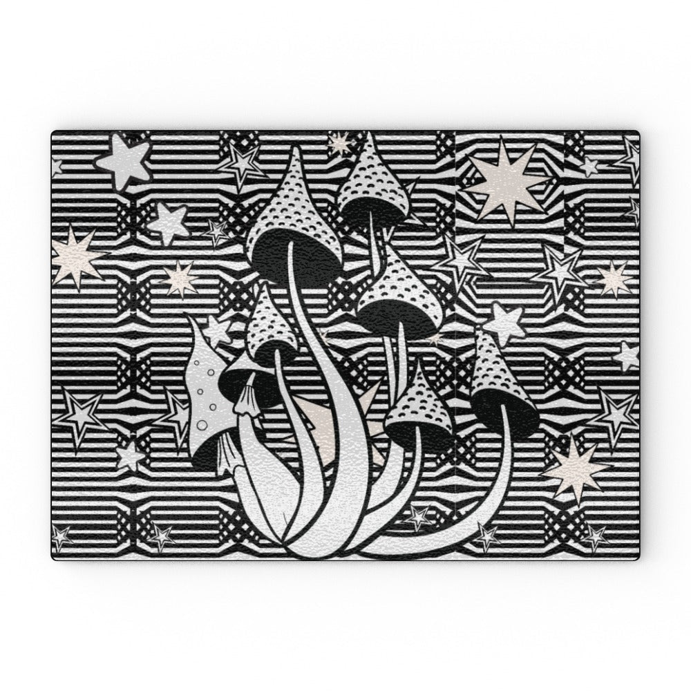 Mono Magic Shrooms and Stars Glass Chopping Board - Oh My Gothness