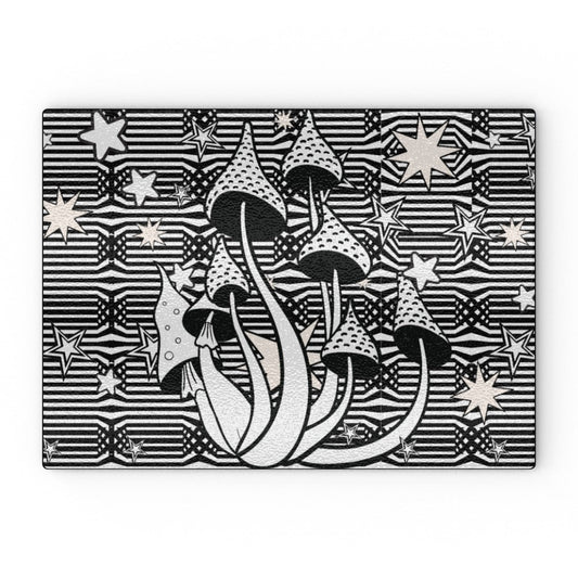 Mono Magic Shrooms and Stars Glass Chopping Board - Oh My Gothness