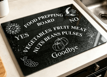 Ouija Inspired Tempered Glass Cutting Board, Celestial Kitchen Decor - Oh My Gothness