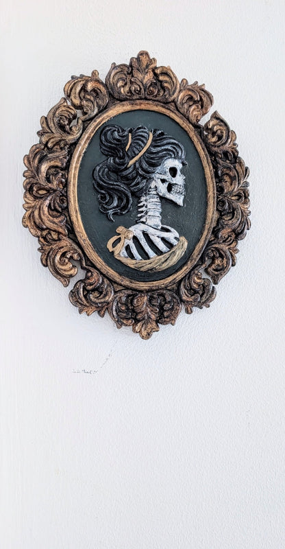 Pair of wall hanging Bride and Groom skeleton wall Plaques. Gothic Home Decor Wedding gift. - Oh My Gothness