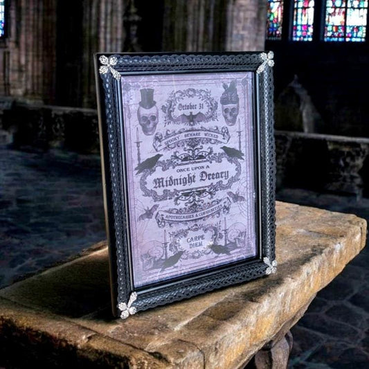 Picture Photo Frame OOAK Handpainted Black Lace Covered With Silver Crosses 8" x 6" Gothic Decor Homes Interiors Great Gift FR13 - Oh My Gothness