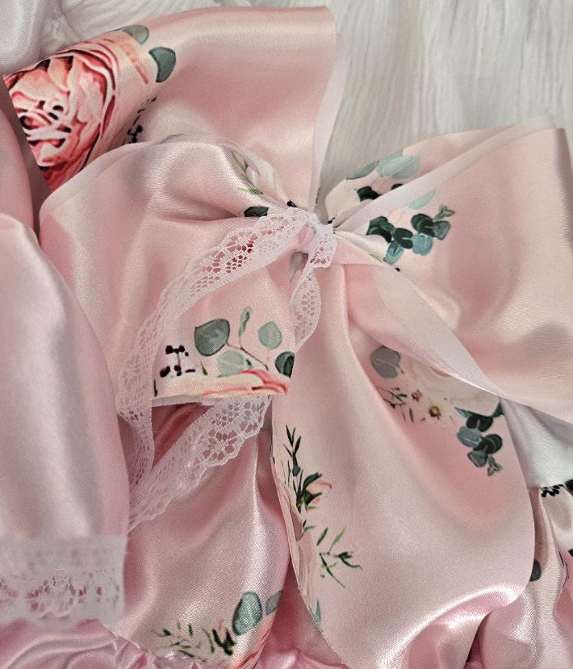 Pink White Satin & Lace Big Bows Lolita Tutu Skirt Maid Dance Emo Kawaii Size 6 - 8 (UK) - Oh My Gothness