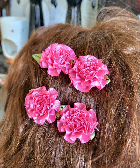 Pretty Hot Pink Roses Hair Slide Wedding Party Punk Emo Funky Whitby Prom Theatre On Crocodile Clip Handmade H11 - Oh My Gothness