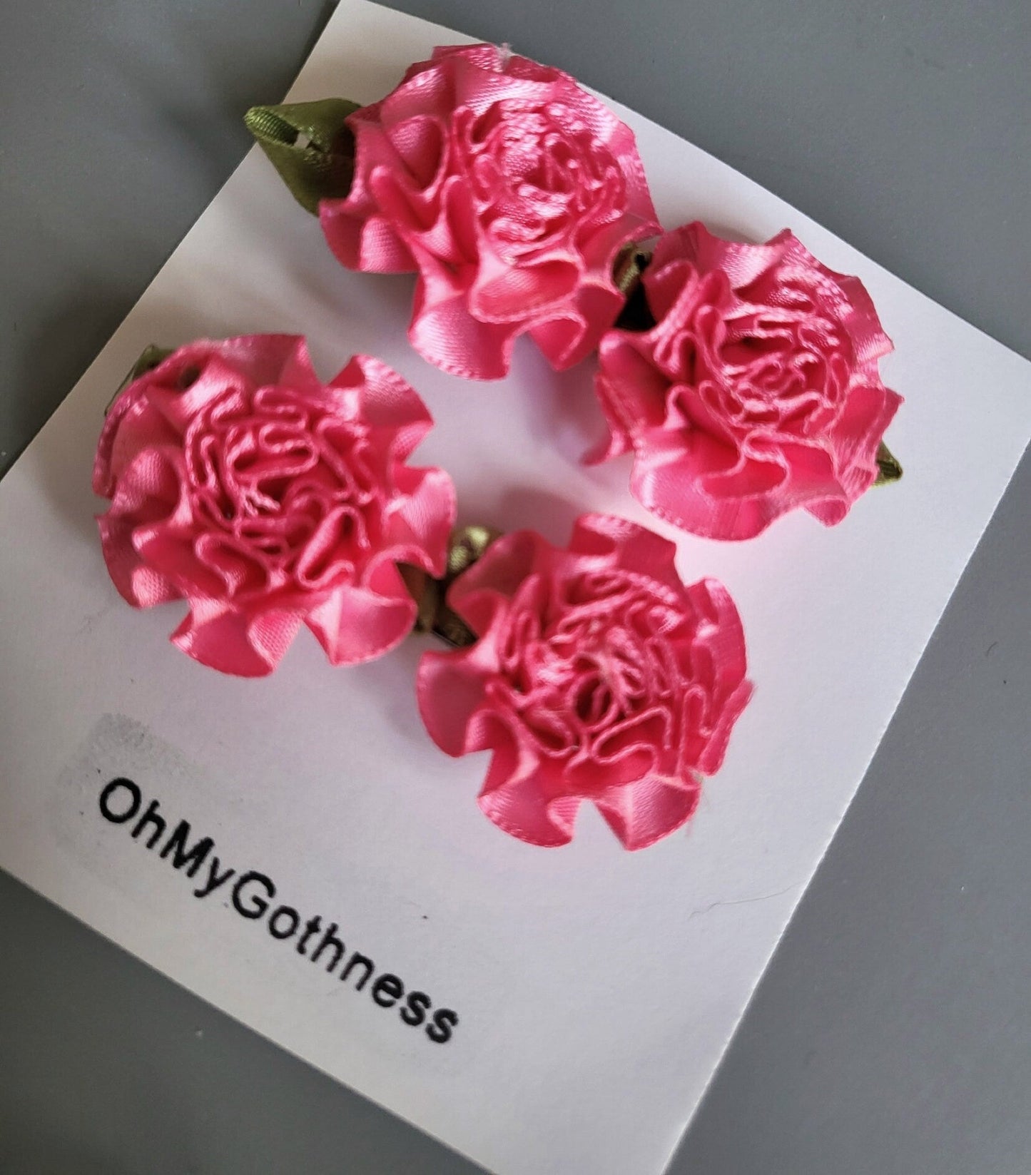 Pretty Hot Pink Roses Hair Slide Wedding Party Punk Emo Funky Whitby Prom Theatre On Crocodile Clip Handmade H11 - Oh My Gothness