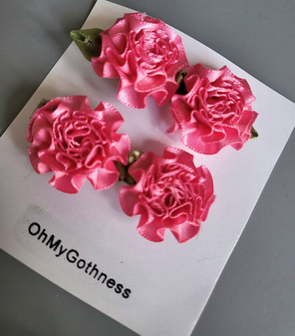 Pretty Hot Pink Roses Hair Slide Wedding Party Punk Emo Funky Whitby Prom Theatre On Crocodile Clip Handmade H11 - Oh My Gothness