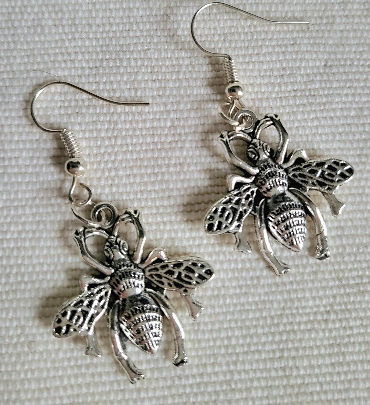 Pretty Silver Bumble Bee Wasp Drop Earrings Party Holiday Whitby Festival Great Gift ER1 - Oh My Gothness