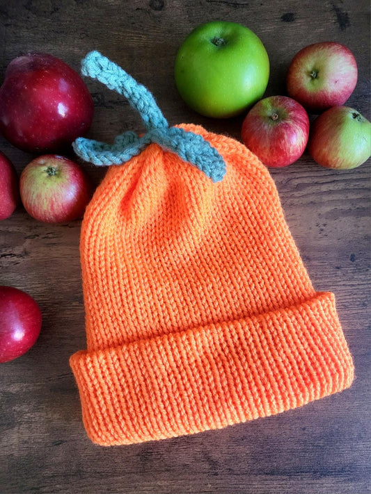 Pumpkin Knitted Hat Orange & Green Halloween Fancy Dress Punk Emo Goth Winter Gift HT4 - Oh My Gothness