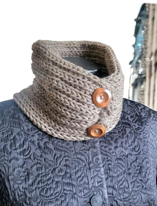 Pure Wool Light Brown Snood Neck Warmer 100% Virgin Wool Slip Over Head Autumn Winter Gift Cosy Warm Cowl Free Size SC9 - Oh My Gothness
