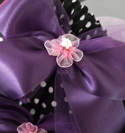 Purple Black White Polka Dot Lolita Frilly Skirt - Y2K Maid Gothic Kei, Size 10 - 12 (UK) - Oh My Gothness