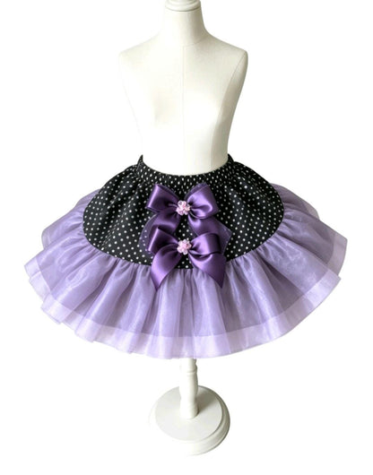 Purple Black White Polka Dot Lolita Frilly Skirt - Y2K Maid Gothic Kei, Size 10 - 12 (UK) - Oh My Gothness