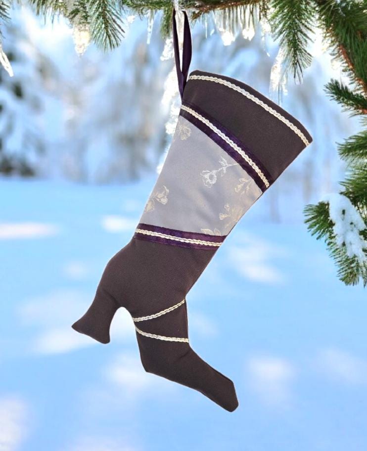 Purple Stiletto Heel Christmas Stocking, 15 Inch - Oh My Gothness