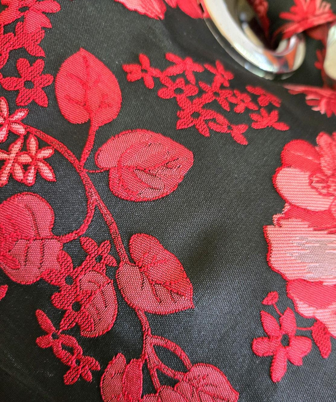 Red Black Damask Tote Shoulder Bag With Large Purse Fully Lined - Shopper Holiday - Oh My Gothness