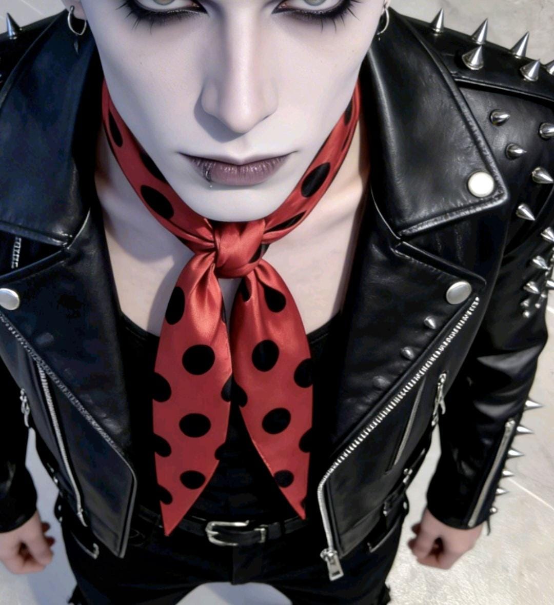 Red Black Polka Dot Satin Neckerchief Scarf - Unisex Wedding Races Ladies - Oh My Gothness