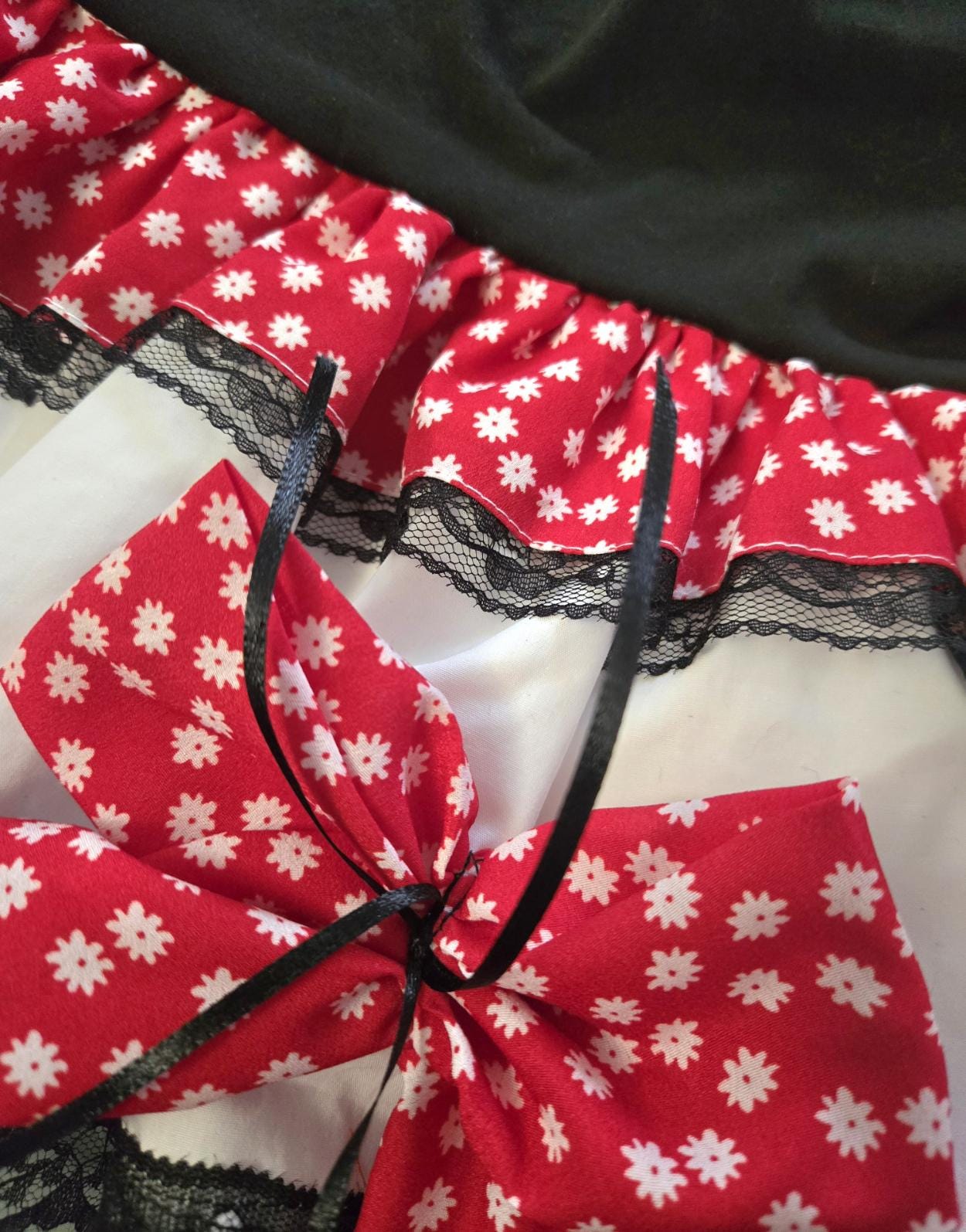 Red Black White Lolita Cake Skirt - Y2K Maid Gothic Kei, Size 10 - 14 Medium - Oh My Gothness