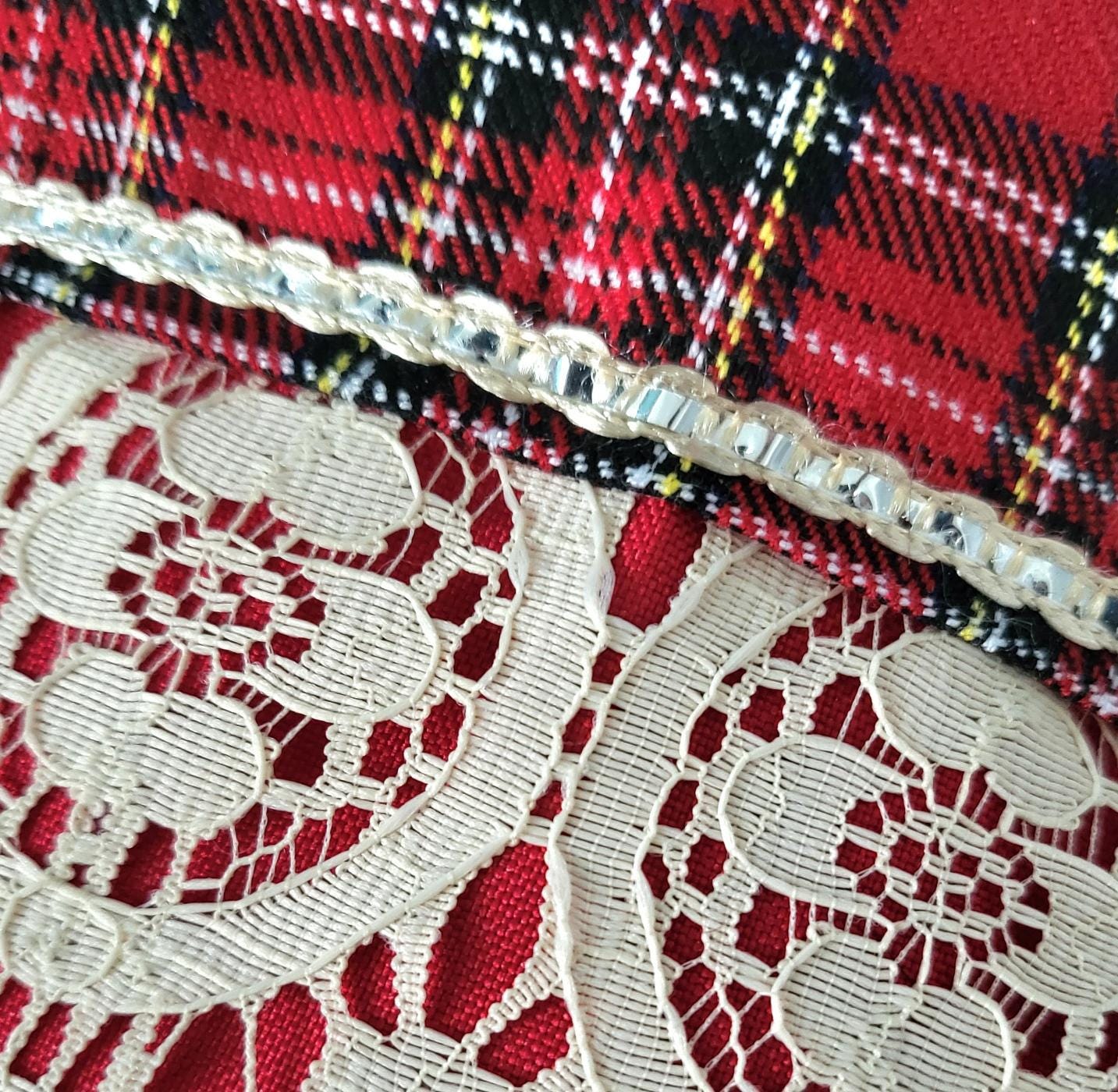 Red Stiletto Heel Christmas Stocking with Tartan & Lace - Oh My Gothness