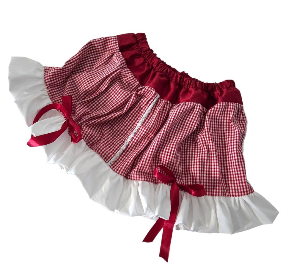 Red White Gingham Lolita Cake Skirt - Y2K Maid Gothic Kei Size 6 -10 Small - Oh My Gothness