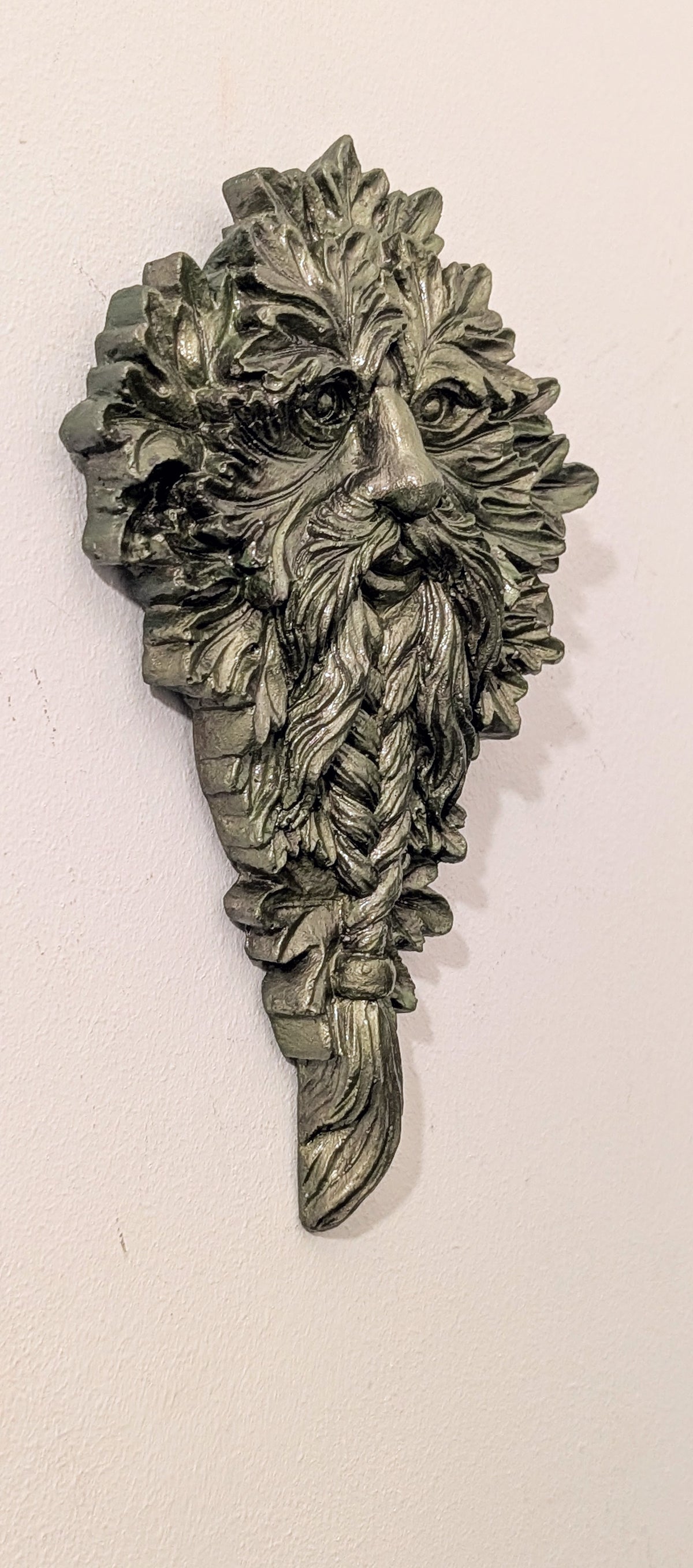 Hand Cast Green Man wall hanging plaque Pagan Home Decor gift