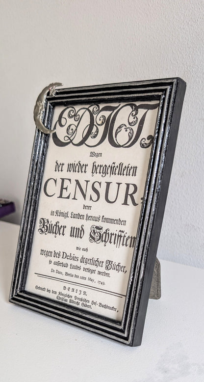 6 x 4" Picture frame. Crescent Moon Embellished in Black and Silver. Keepsake Gothic Home Decor