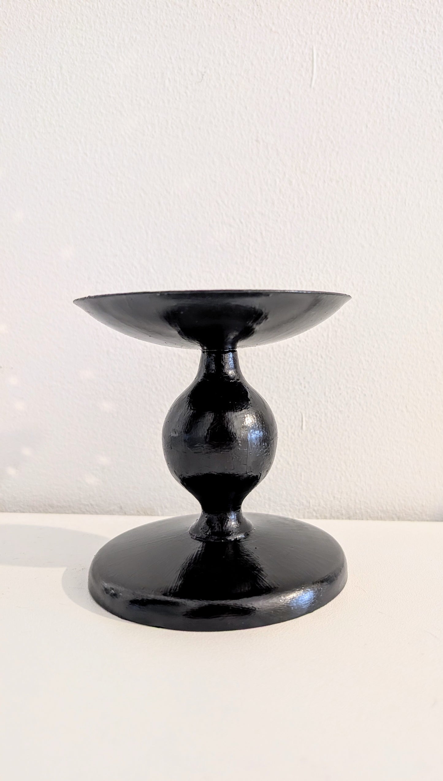 Hand Painted Black and Purple Metal Candle Holder. Gothic Home Decor Gift