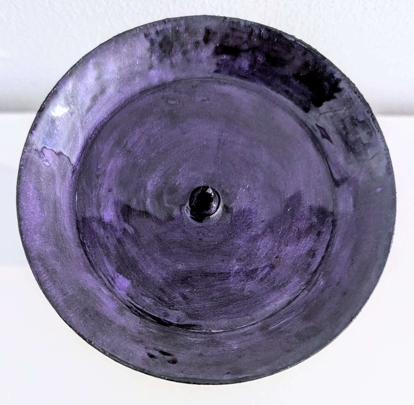 Hand Painted Black and Purple Metal Candle Holder. Gothic Home Decor Gift