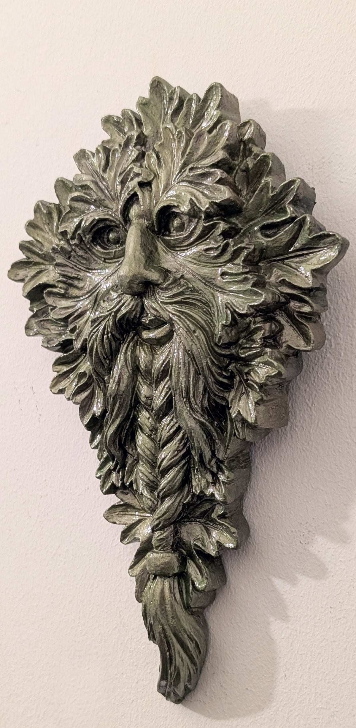 Hand Cast Green Man wall hanging plaque Pagan Home Decor gift