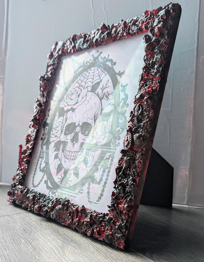 10 x 8" Portrait Picture Frame Freestanding Blood Red Black Gothic Hand Embellished Gothic Horror House Decor Gift