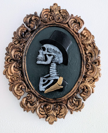 Pair of wall hanging Bride and Groom skeleton wall Plaques. Gothic Home Decor Wedding gift.