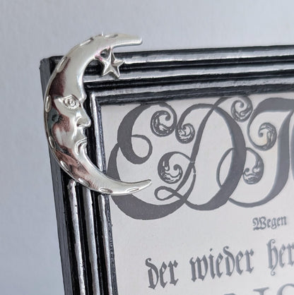 6 x 4" Picture frame. Crescent Moon Embellished in Black and Silver. Keepsake Gothic Home Decor