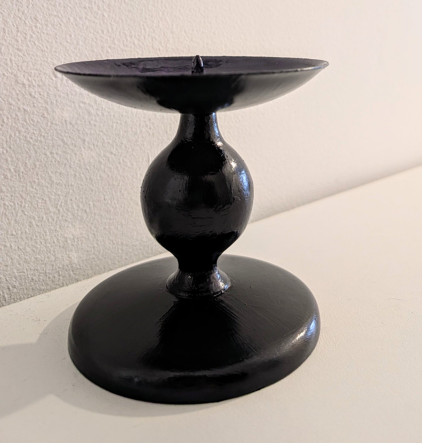 Hand Painted Black and Purple Metal Candle Holder. Gothic Home Decor Gift
