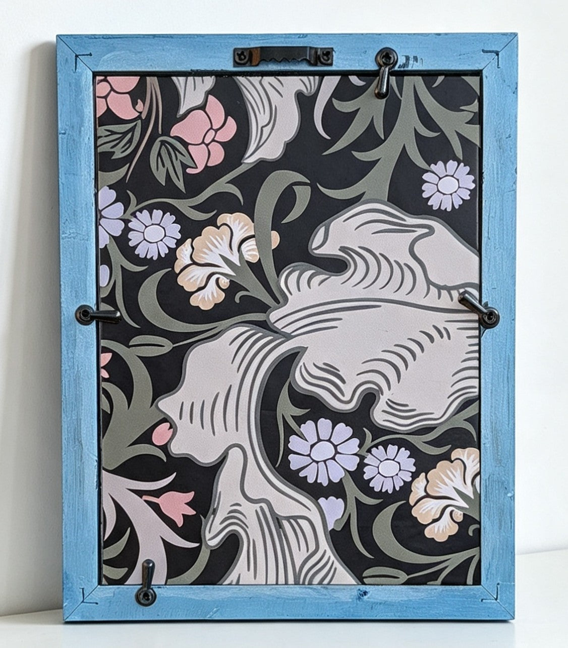8 x 6" Hand-Painted Wall Hanging Portrait Picture Frame Inspired Celestial Galaxy in Blue Silver Pink. Cosmic Home Decor