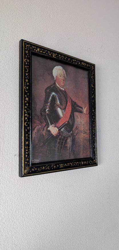 6 x 8 Portrait wall hanging picture frame. Moon and Stars in Black and Gold. Modern gothic home decor