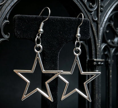 2 Pairs of Handmade Gothic Star Dangle Drop Earrings.
