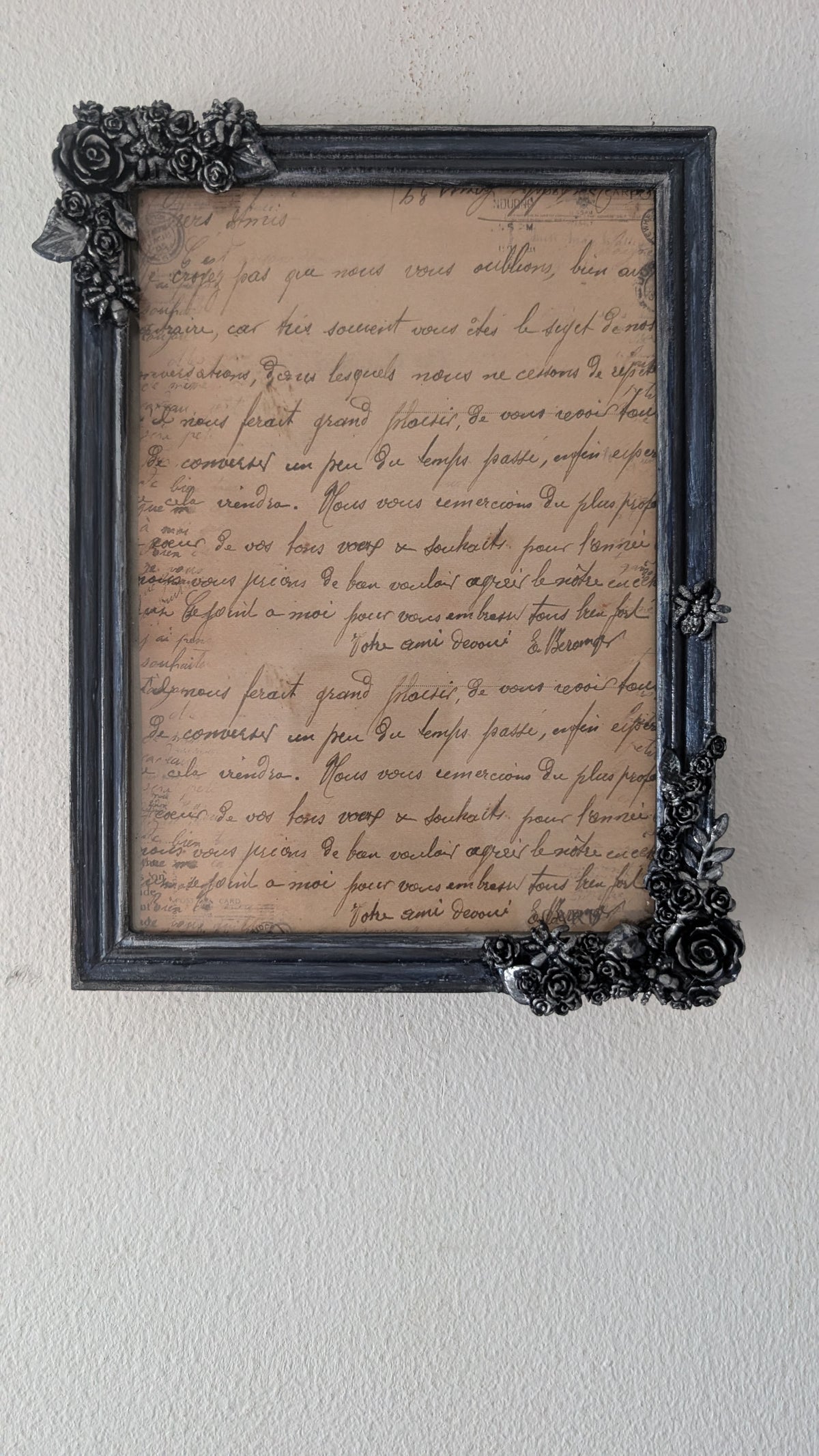 5x7" Navy Blue & Silver Freestanding / Wall Hanging Picture Frame - Gothic Roses, Spiders Home Decor