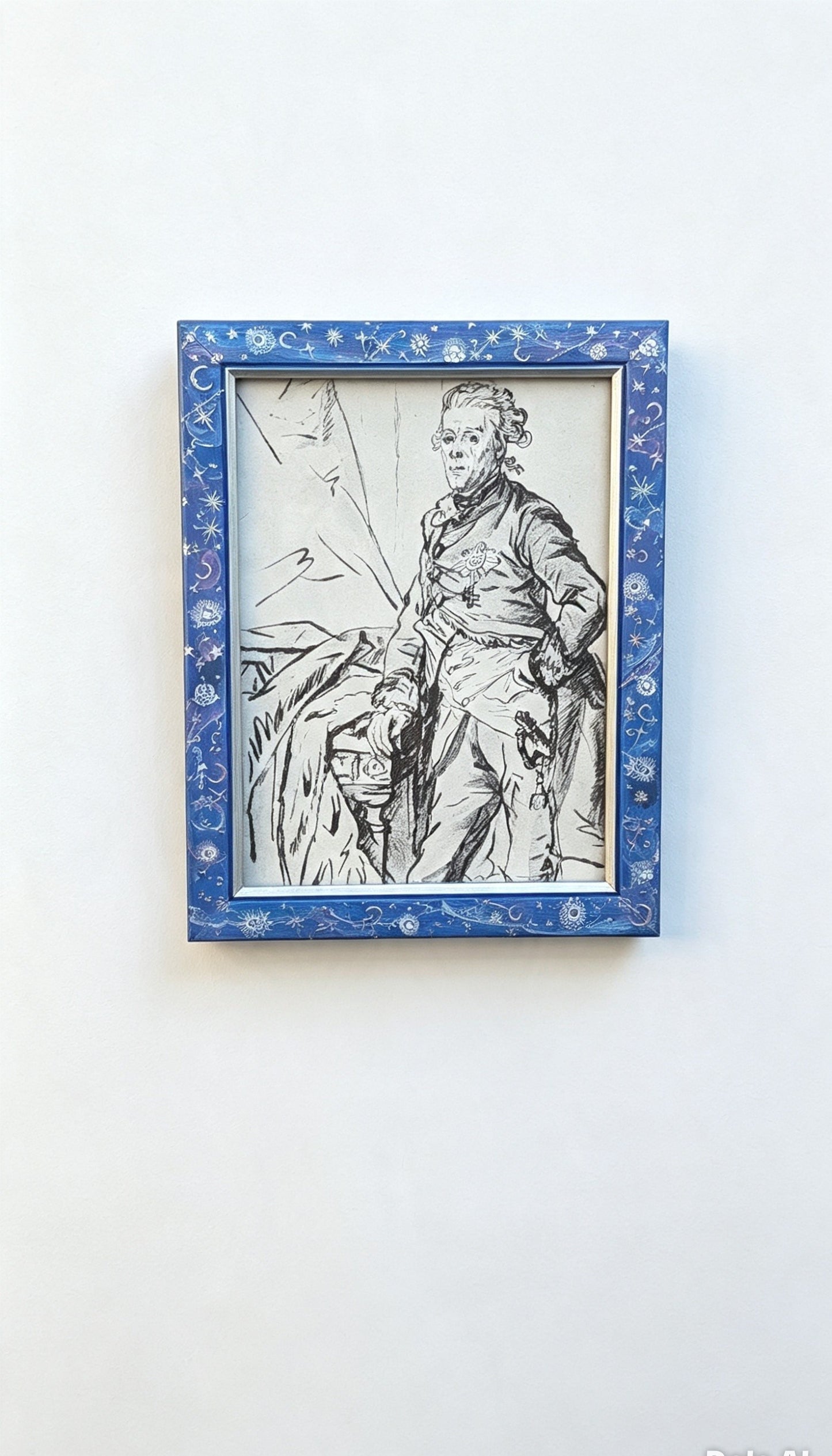 8 x 6" Hand-Painted Wall Hanging Portrait Picture Frame Inspired Celestial Galaxy in Blue Silver Pink. Cosmic Home Decor