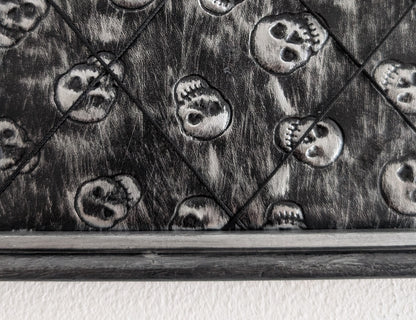 Memo pin board Black Silver Skulls. Gothic Horror Home Decor