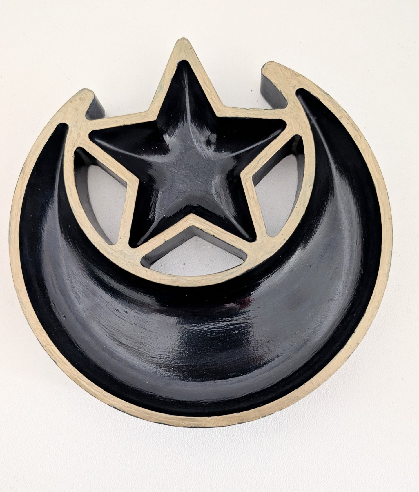 Hand Cast Moon and Stars Trinket in Dark Blue + Pale Gold. Jewellery Holder 90s Gothcore Home Decor