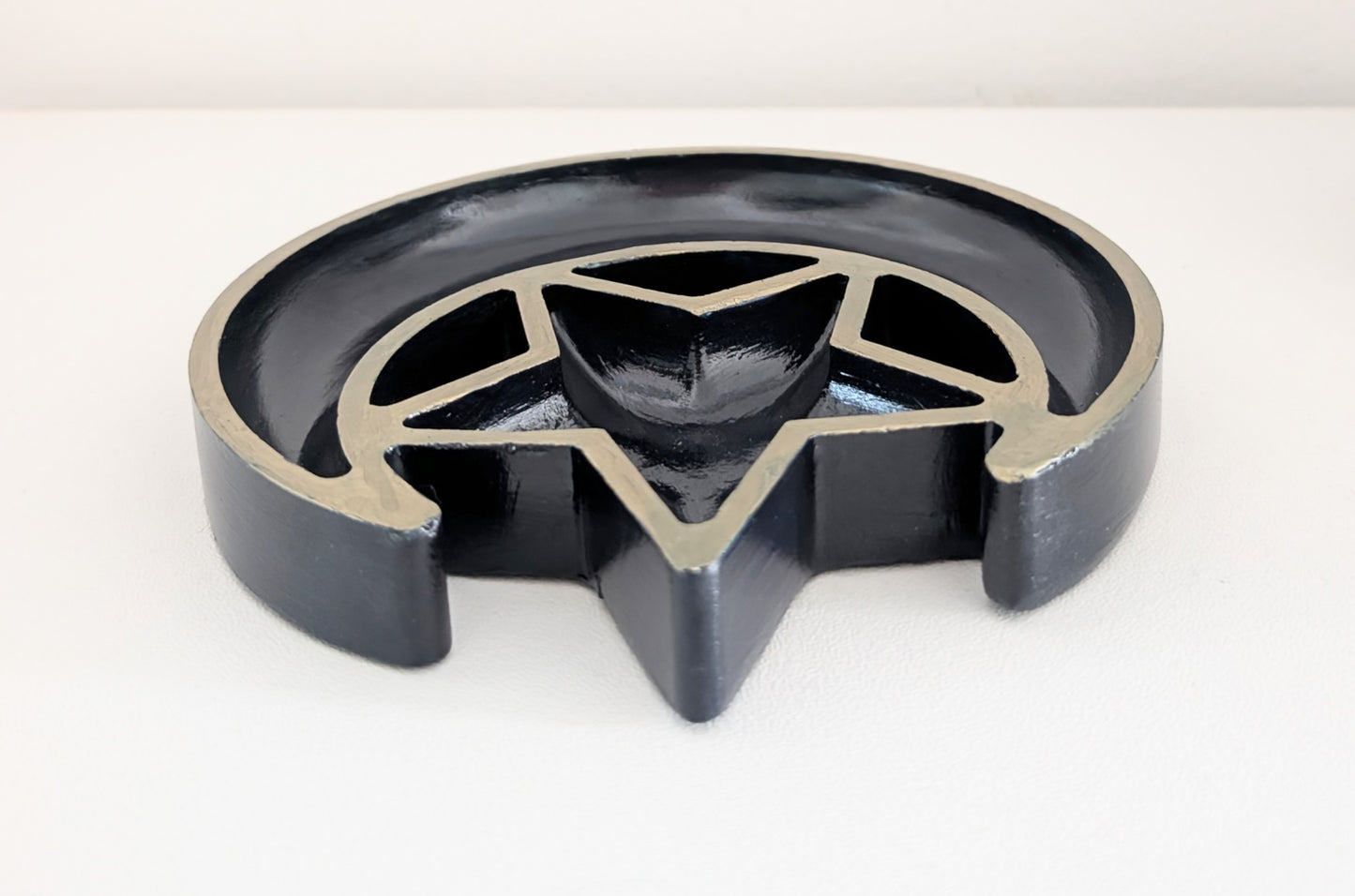 Hand Cast Moon and Stars Trinket in Dark Blue + Pale Gold. Jewellery Holder 90s Gothcore Home Decor