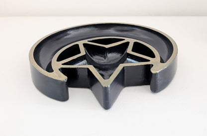 Hand Cast Moon and Stars Trinket in Dark Blue + Pale Gold. Jewellery Holder 90s Gothcore Home Decor