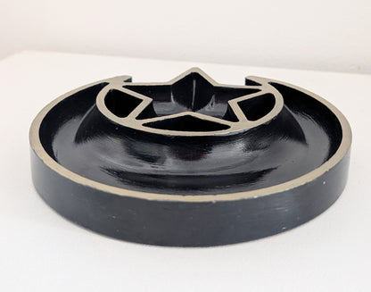 Hand Cast Moon and Stars Trinket in Dark Blue + Pale Gold. Jewellery Holder 90s Gothcore Home Decor