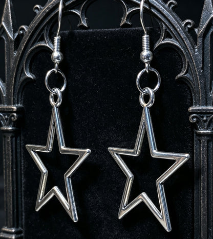 2 Pairs of Handmade Gothic Star Dangle Drop Earrings.