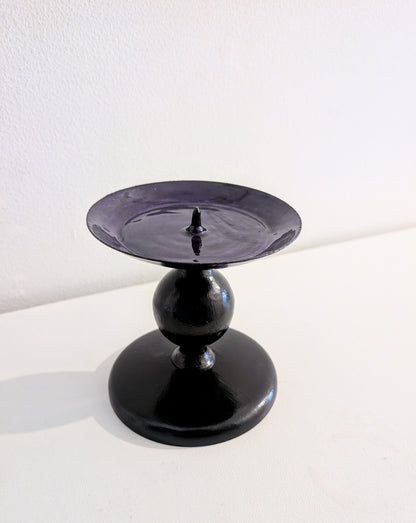 Hand Painted Black and Purple Metal Candle Holder. Gothic Home Decor Gift