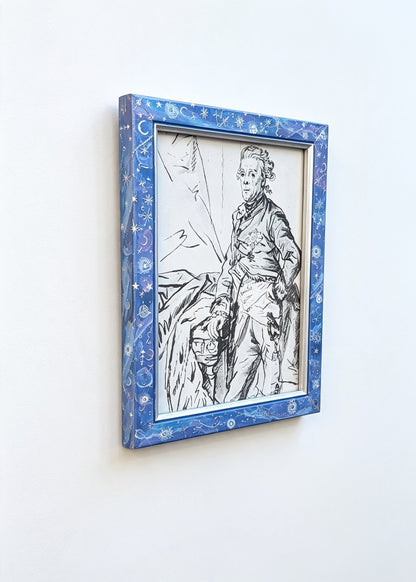 8 x 6" Hand-Painted Wall Hanging Portrait Picture Frame Inspired Celestial Galaxy in Blue Silver Pink. Cosmic Home Decor