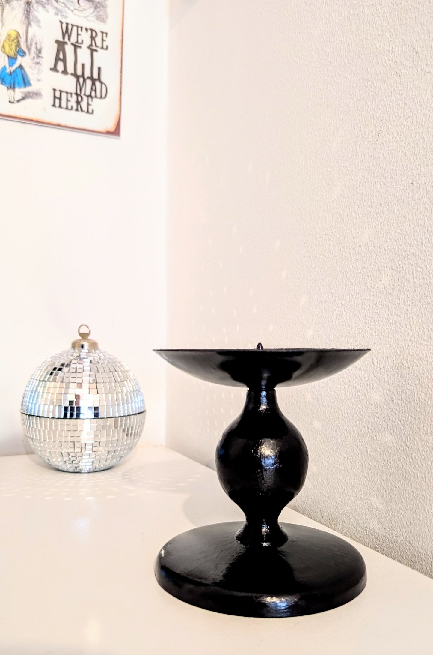 Hand Painted Black and Purple Metal Candle Holder. Gothic Home Decor Gift