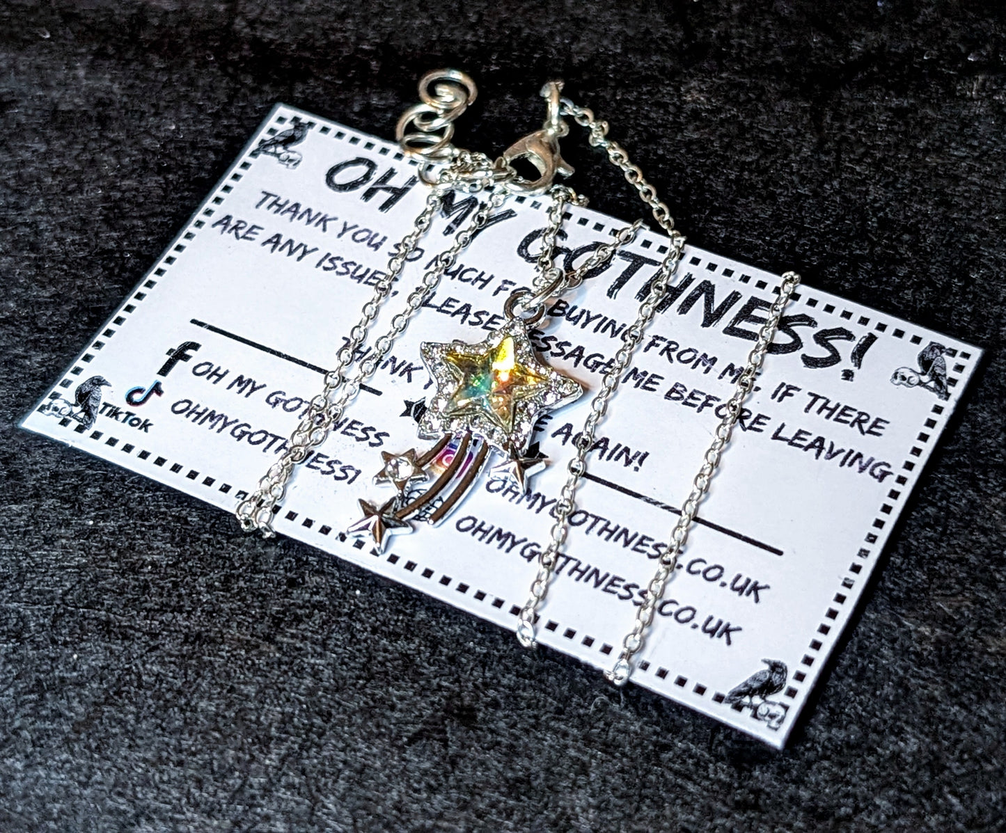 Hand Made Sparkly Light Champagne Pink Star Meteor Pendant Necklace
