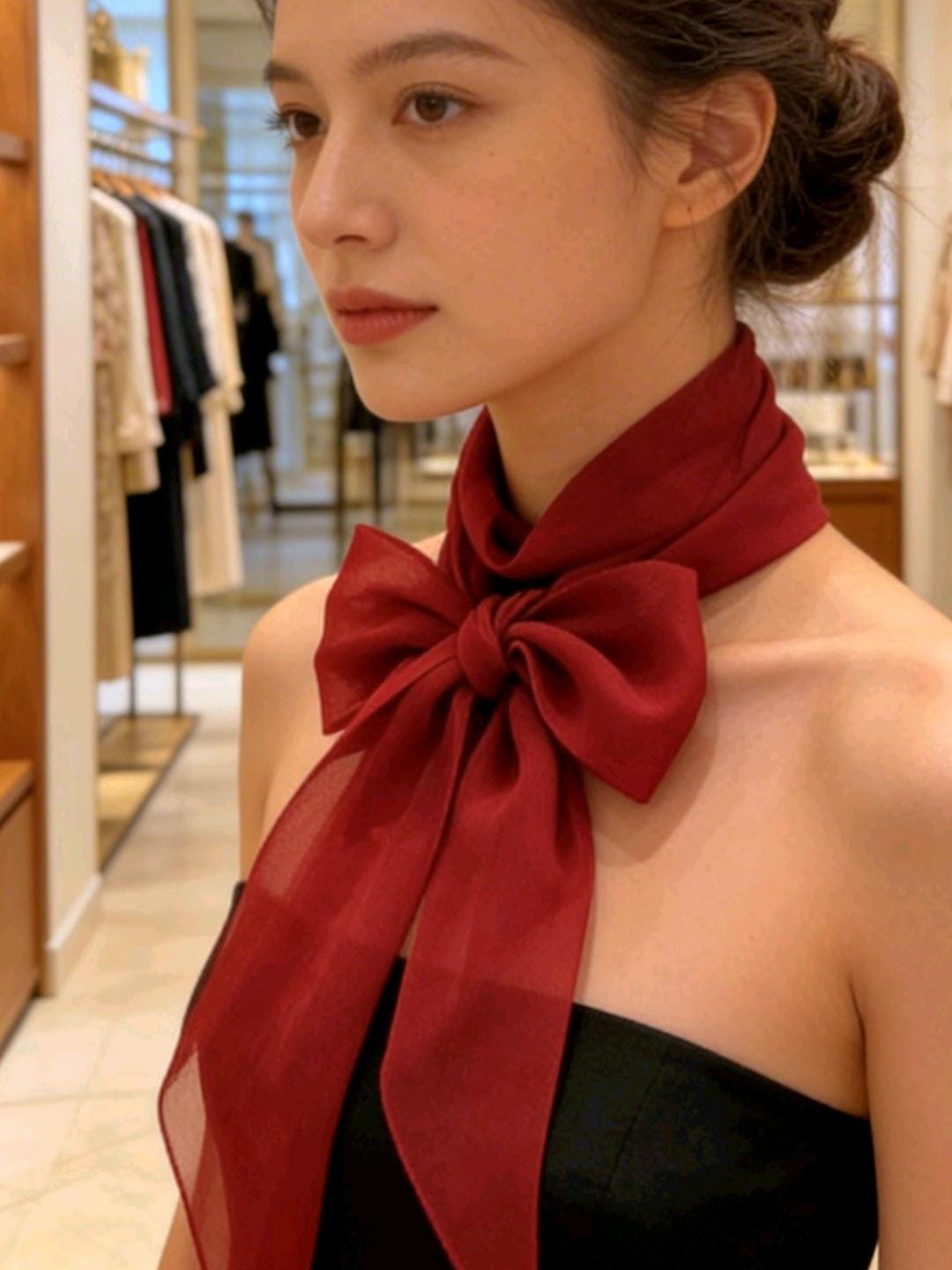 Sheer Deep Red Cravat Tie, Pussy Bow - Steampunk Victorian Costume Wedding - Oh My Gothness