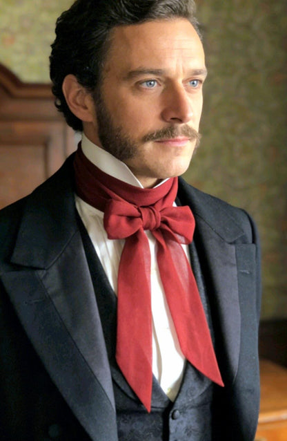 Sheer Deep Red Cravat Tie, Pussy Bow - Steampunk Victorian Costume Wedding - Oh My Gothness