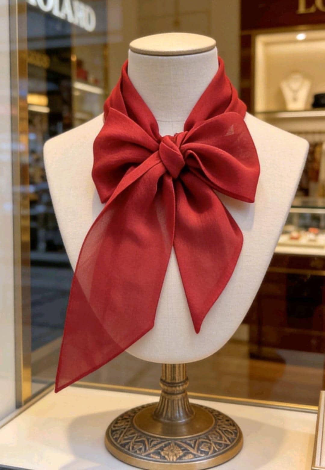 Sheer Deep Red Cravat Tie, Pussy Bow - Steampunk Victorian Costume Wedding - Oh My Gothness